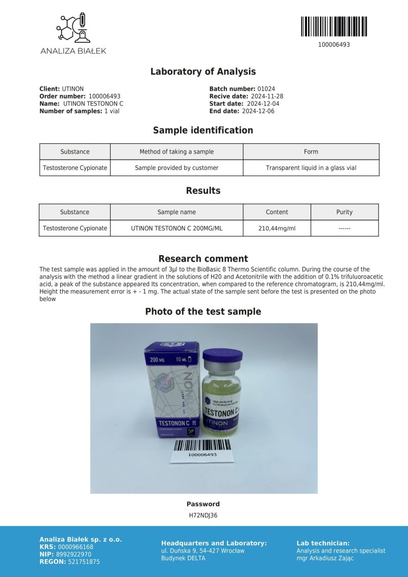 Testosteron Cypionate 200 mg/ml (UT) - Afbeelding 2