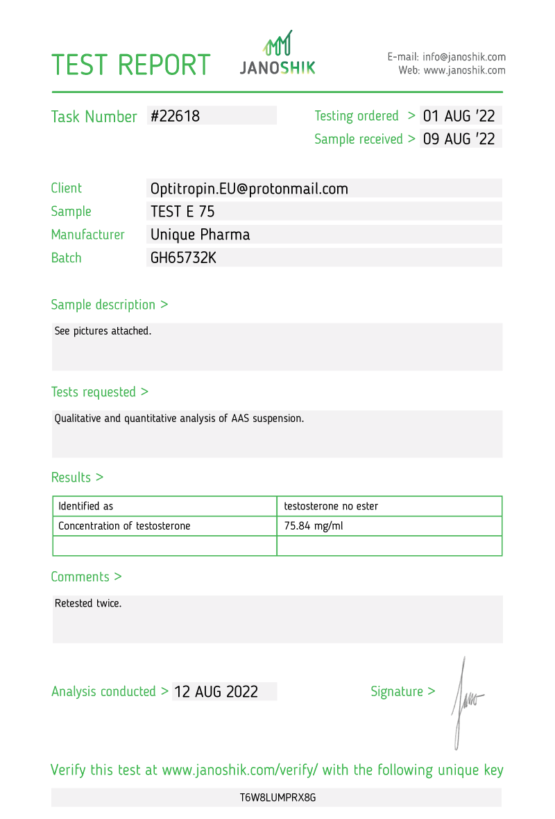 Testosteron Suspension 75 mg/ml (UP) - Afbeelding 2